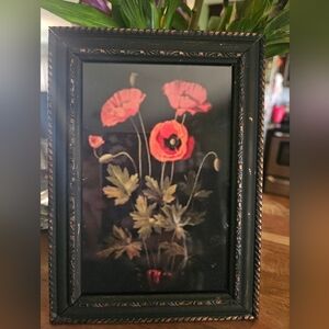 Cheap but Pretty Black w/ Copper Painted Frame w/ Moody Poppy Flower Art Print.